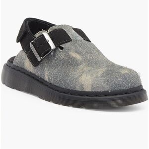 Dr. Martens Jorge II Hairy Suede Slingback Mule Sandals - Stonewashed Gray - NEW